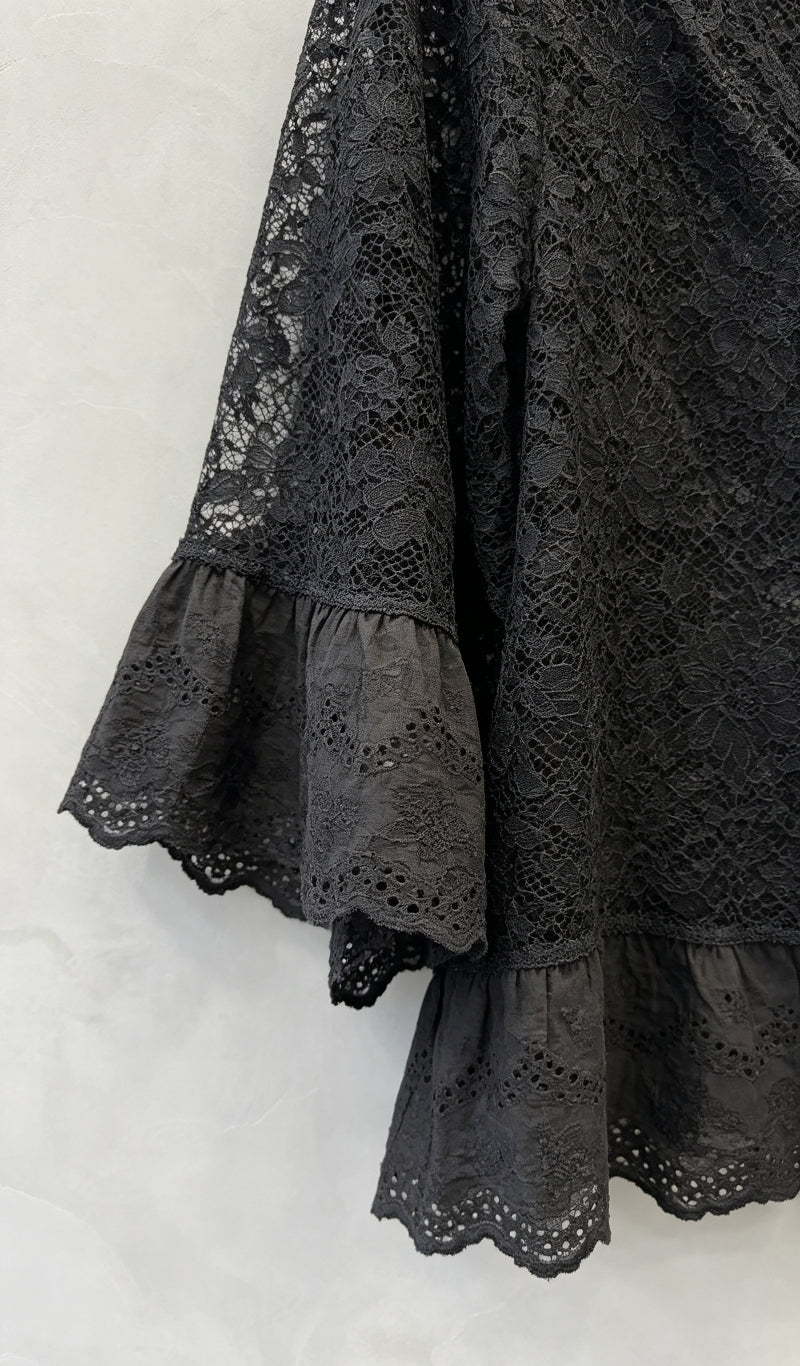 Gilet Dentelle Floral Noir Grande Taille